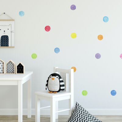 Watercolor Rainbow Dots Wall Stickers