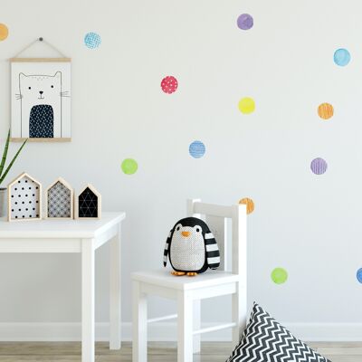 Watercolor Rainbow Dots Wall Stickers