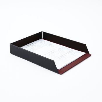 Bac à Papier Dafne Structure en Acier Noir et Cuir Véritable Rouge Bordeaux - cm 32,5x24,2 H.5 2