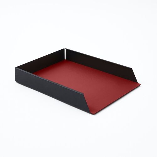 Paper Tray Dafne Steel Structure Black and Real Leather Ferrari Red - cm 32,5x24,2 H.5