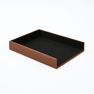 Paper Tray Minerva Bonded Leather Orange Brown - cm 32x24,2 H.5