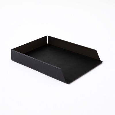 Paper Tray Moire Steel Structure Black and Bonded Leather Black - cm 32,5x24,2 H.5