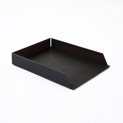 Paper Tray Moire Steel Structure Black and Bonded Leather Anthracite Grey - cm 32,5x24,2 H.5