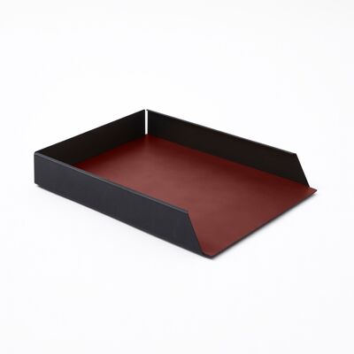 Paper Tray Moire Steel Structure Black and Bonded Leather Burgundy Red - cm 32,5x24,2 H.5