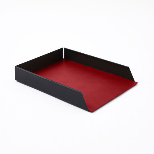 Paper Tray Moire Steel Structure Black and Bonded Leather Ferrari Red - cm 32,5x24,2 H.5