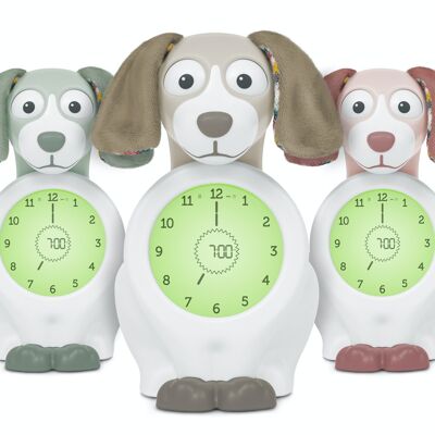 Davy The Dog Clock - Reloj entrenador de sueño y luz nocturna para niños | Reloj despertador iluminado | Ayuda a enseñarle a su hijo cuándo despertarse con indicadores visuales | Brillo ajustable | Apagado automático