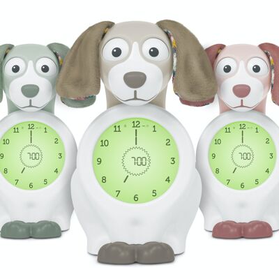 Davy der Hund – Uhr zum Einschlafen und Nachtlicht für Kinder | Wecker mit Licht | Hilft Ihrem Kind mit visuellen Indikatoren, aufzuwachen, wann es aufstehen soll | Einstellbare Helligkeit | Automatische Abschaltung