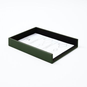 Ensemble de bureau Atena en cuir véritable vert - comprenant un plateau de valet, un porte-stylo, un bac à papier, un porte-cartes de visite 4