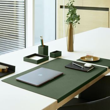 Ensemble de bureau Atena en cuir véritable vert - comprenant un plateau de valet, un porte-stylo, un bac à papier, un porte-cartes de visite 5
