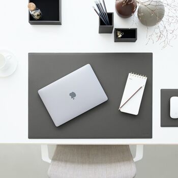 Ensemble de bureau Minerve en cuir reconstitué gris anthracite - comprenant un valet de nuit, un porte-stylo, un bac à papier et un porte-cartes de visite 7