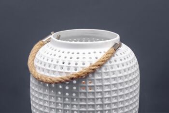 Lampe de table en porcelaine au design de lanterne blanche | Style contemporain & oriental | Veilleuse | Sculpté à la main | Fini mat en blanc 3