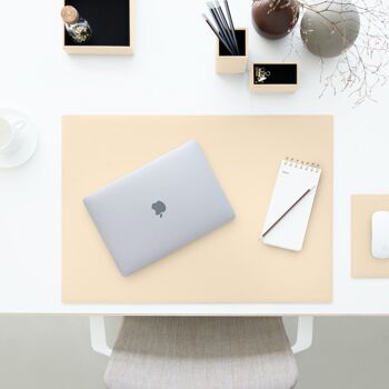 Ensemble de bureau Minerve en cuir reconstitué beige - comprenant un plateau de valet, un porte-stylo, un bac à papier et un porte-cartes de visite 7