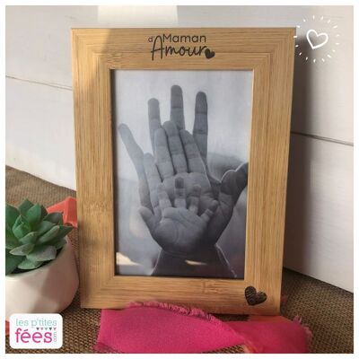 Wooden frame engraved "Maman d'Amour" (pregnancy, birth, family, Mother's Day)