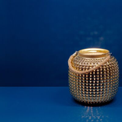 Lampe de table en porcelaine au design de lanterne dorée | Style contemporain & oriental | Veilleuse | Sculpté à la main | Finition émaillée en or