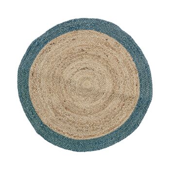 Tapis rond Ø100 cm naturel bordure acqua