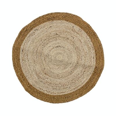 Tapis rond Ø100 cm naturel bordure havane