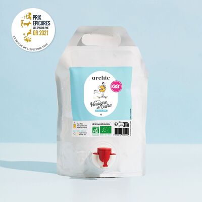 Archie Aceto di sidro di mele biologico 1L Eco-Recarage / Aceto di sidro di mele crudo 1L