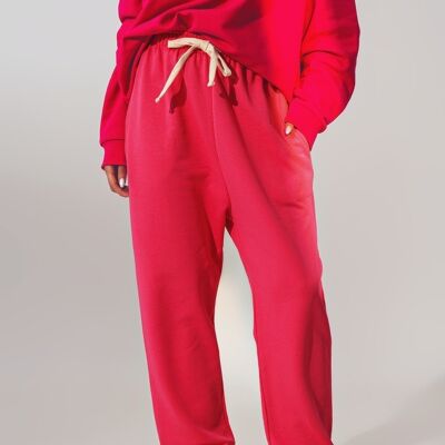 Oversized Jogger with Tie Waist in fucshia