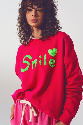 Sweat oversize Smile Text fuchsia 3