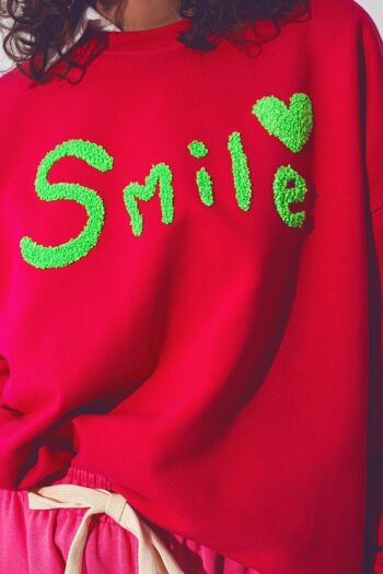 Sweat oversize Smile Text fuchsia 4