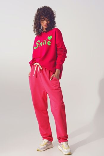 Sweat oversize Smile Text fuchsia 5