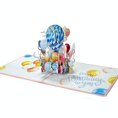 Tarjeta emergente 3D Globos de cumpleaños