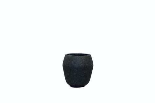 Cement	Plant Pot in a Limestone texture design | Contemporary style  | Handmade Indoor Vessel Pot | in a Black colour