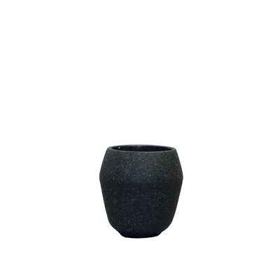 Pot de fleurs en ciment dans un design de texture calcaire | Style contemporain | Pot de vase d'intérieur fait à la main | dans une couleur noire