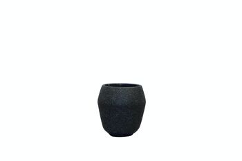 Pot de fleurs en ciment dans un design de texture calcaire | Style contemporain | Pot de vase d'intérieur fait à la main | dans une couleur noire 1