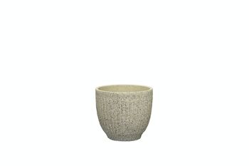 Pot de fleurs en ciment dans un design de texture calcaire | Style contemporain doublé | Pot à gobelet d'intérieur fait à la main | dans une couleur beige 1