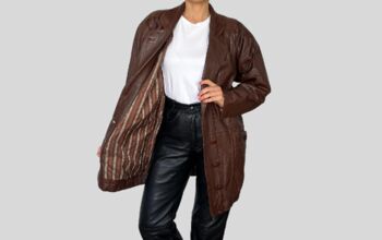 VESTE EN CUIR MARRON VINTAGE 1