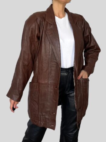 VESTE EN CUIR MARRON VINTAGE 3