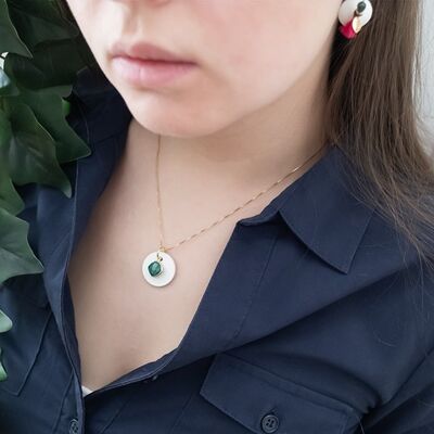 Palais Royal Malachite olfactory necklace, green gold