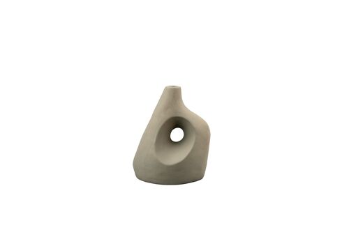 Porcelain Vase in a Sculpted Design | Abstract shape	| Minimalist | Handmade | Nordic Décor | Dark Grey Colour| Textured & Matte Finish