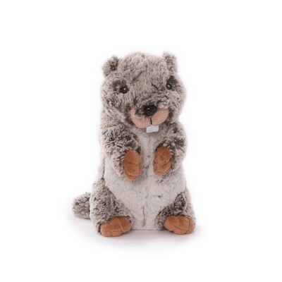 Marmotta in piedi 16 cm grigio bicolore