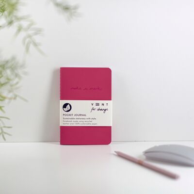 Cuaderno A6 de cuero reciclado y papel - Rosa