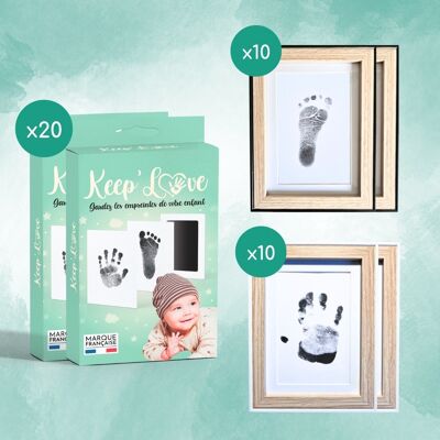 Wood Pack (20 Baby Footprint Kits + 20 Wood Frames)