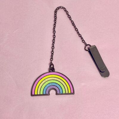 Pastel rainbow enamel bookmark with chain