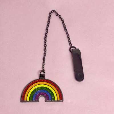 Rainbow enamel bookmark with chain