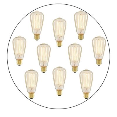 10 x ST64 E27 60W Vintage Antique Retro Edison Lampadine a filamento 220V UK~2184