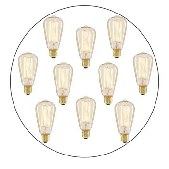 10 x ST64 E27 60W Vintage Antique Rétro Edison Lampe Ampoules Filament 220V UK ~ 2184 1