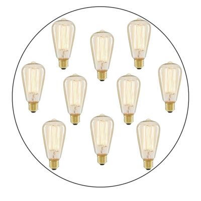 10 x ST64 E27 60W Vintage Antique Rétro Edison Lampe Ampoules Filament 220V UK ~ 2184