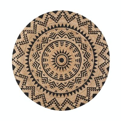 Tribal round placemat natural/black