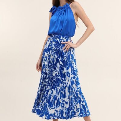 High Tide printed satin pleated skirt - CK08176