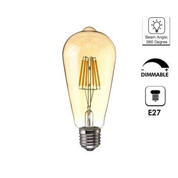 Lot de 6 ampoules LED Edison à filament vintage E27 à intensité variable décorative ~ 2317 2