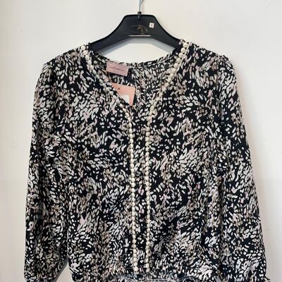 Blouse col galon elastique bas fille MINI ME fabrication française F4/12ans