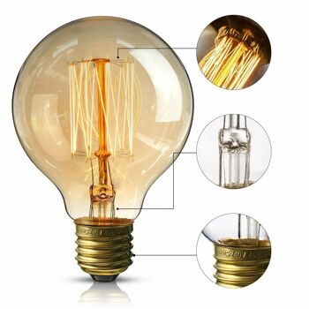Lot de 4 G95 E27 60 W Vintage Antique Style Rétro Lumière Filament Edison Ampoule Dimmable ~ 2272 2