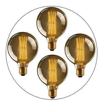 Lot de 4 G95 E27 60 W Vintage Antique Style Rétro Lumière Filament Edison Ampoule Dimmable ~ 2272 4