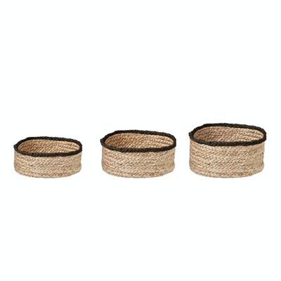 Set de 3 cestas redondas con borde negro