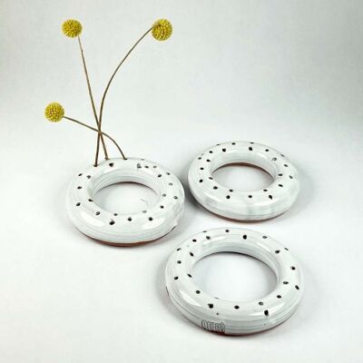 Trockenblumenvase | Keramik | Ikebana | Rund | Räucherstäbchenhalter | Handgefertigt | Natürlich
